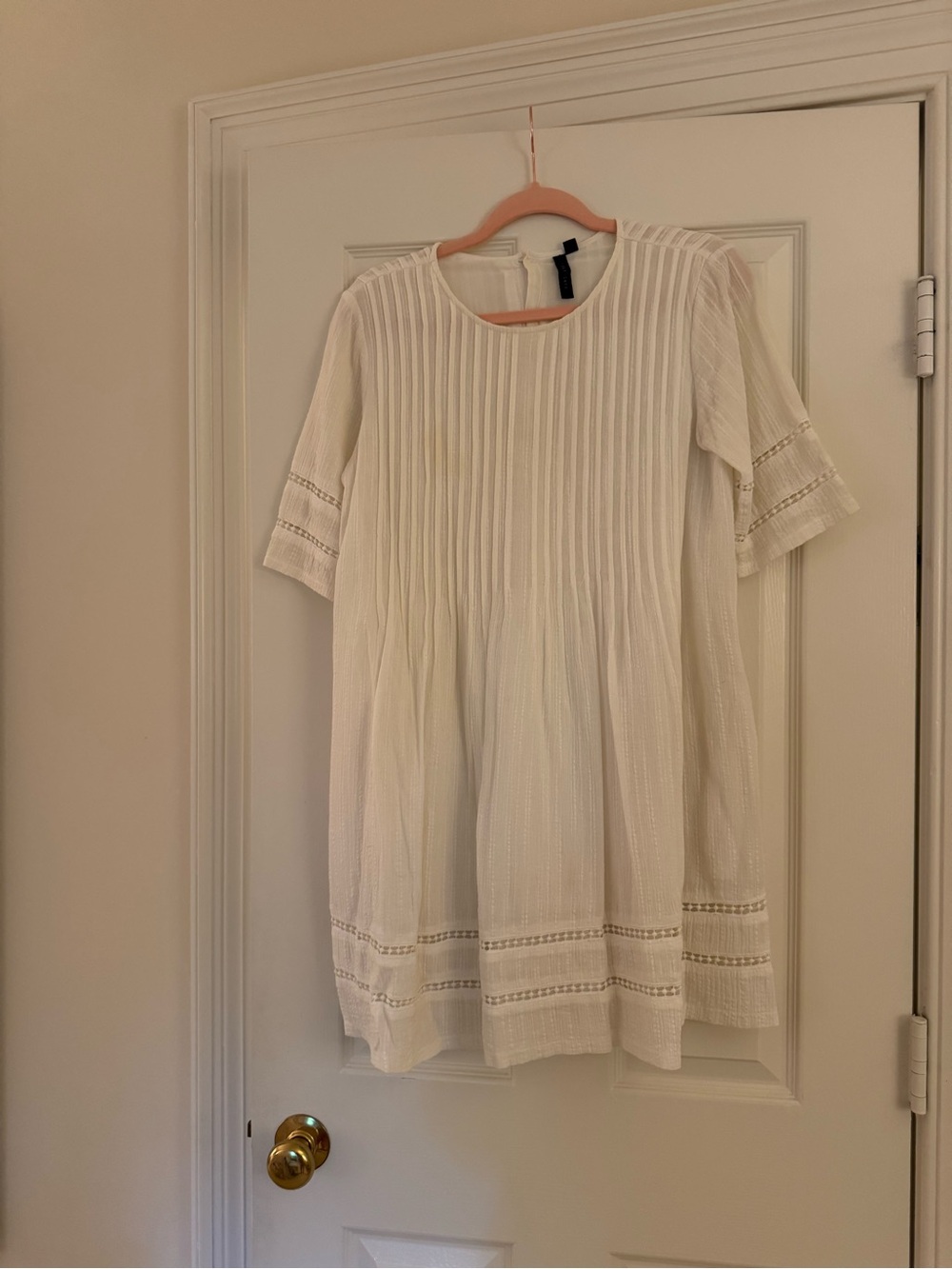 White women’s Pleated Cotton Dress, Size XS